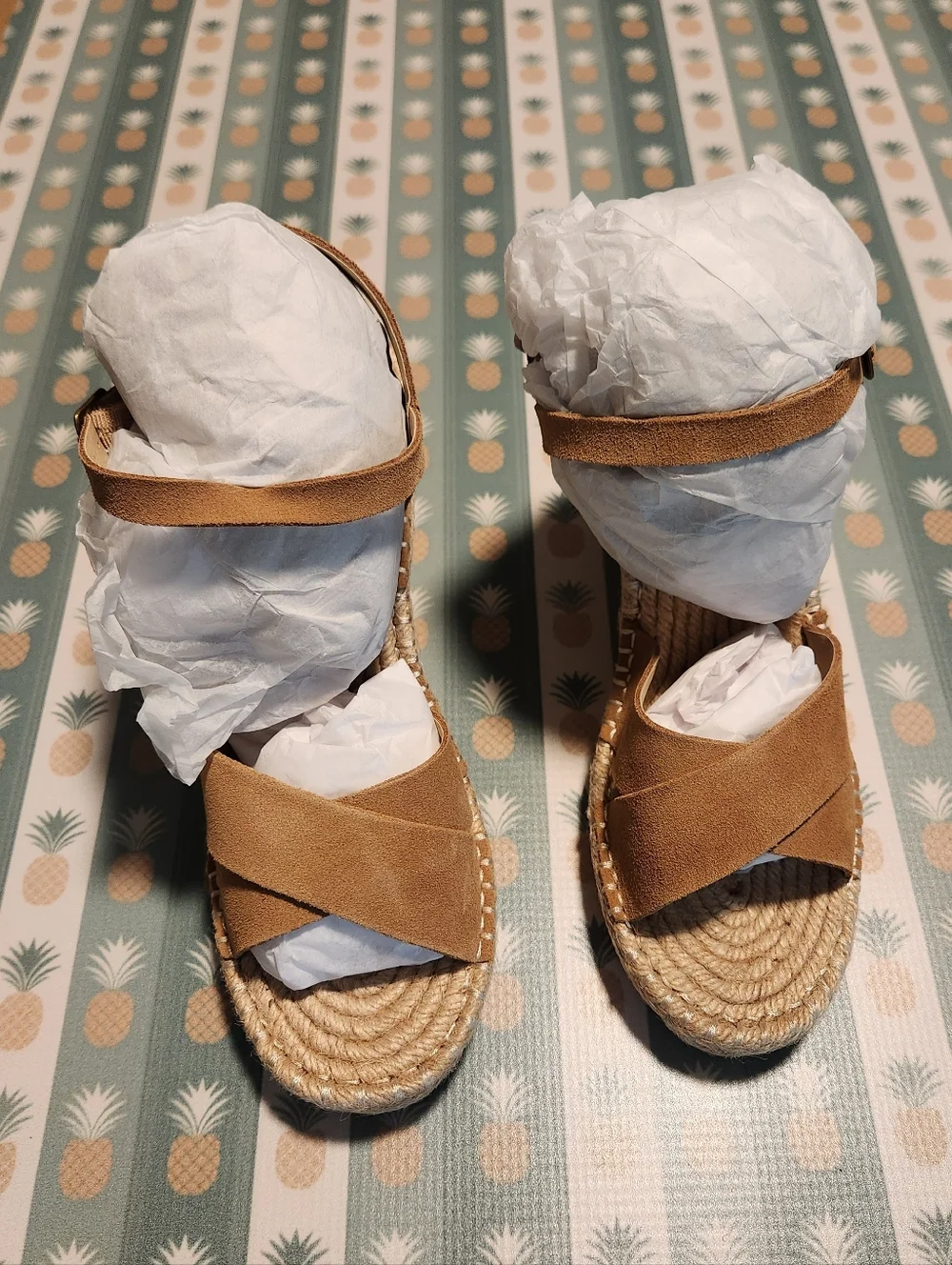 Seychelles Tan Suede Espadrille Wedge Sandals